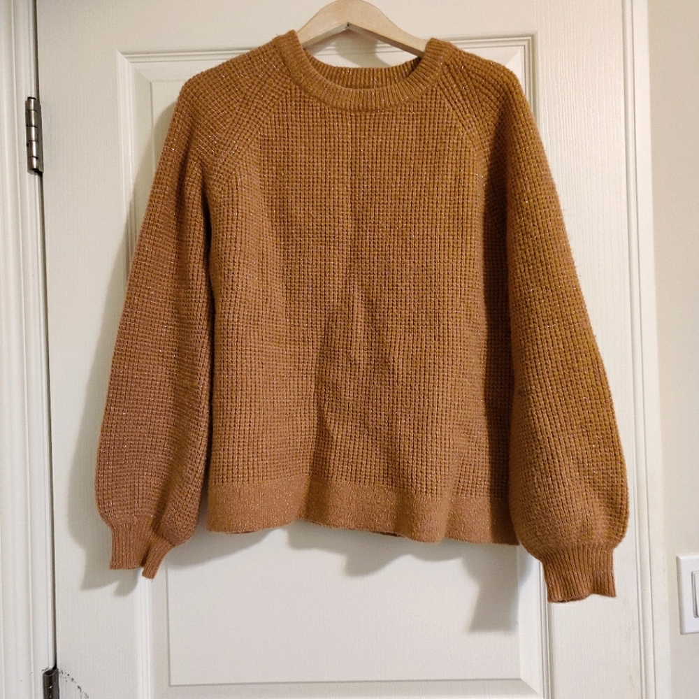 See U Soon Gold Sparkly Chunky Knit Sweater - Size M/L